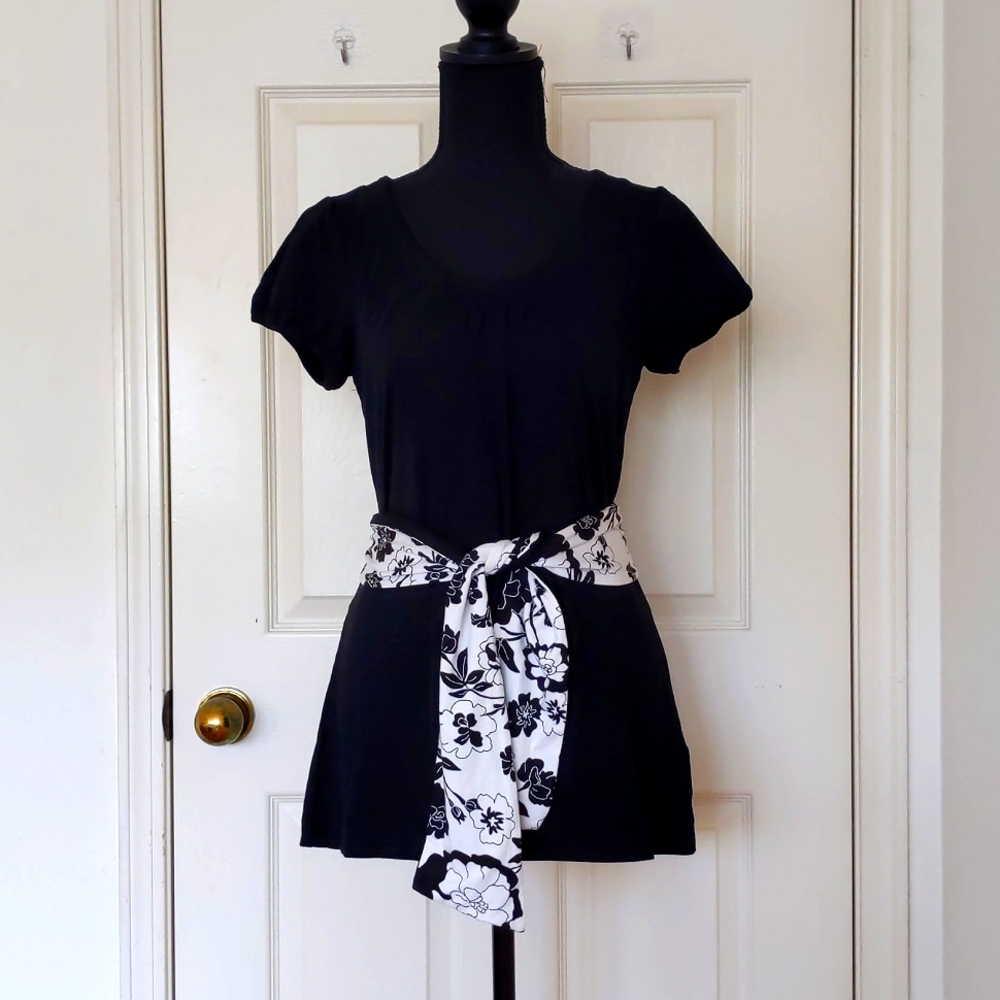 NWT. The Limited Rayon and Spandex Short Sleeve Tee with floral design tie.